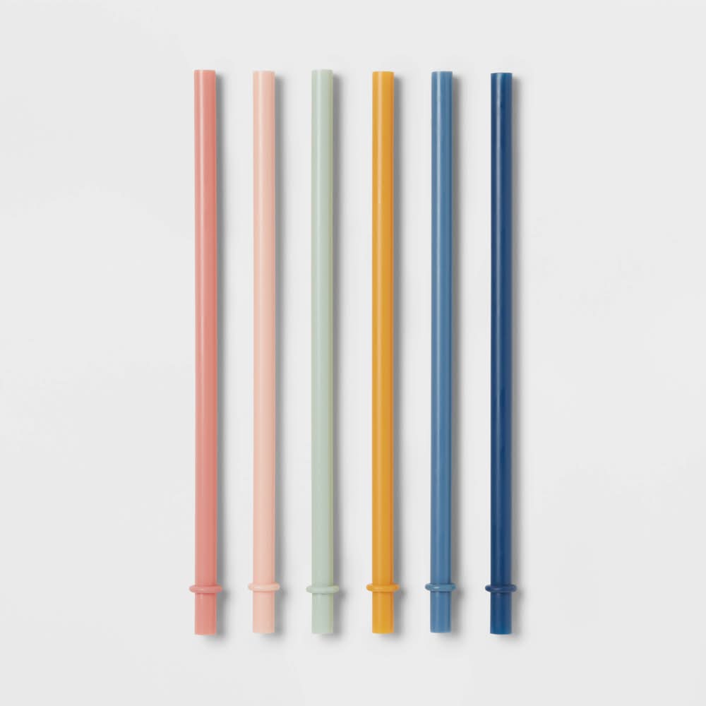 Pillowfort Kid's Plastic Rainbow Tumbler Straws, Assorted (6 ct)