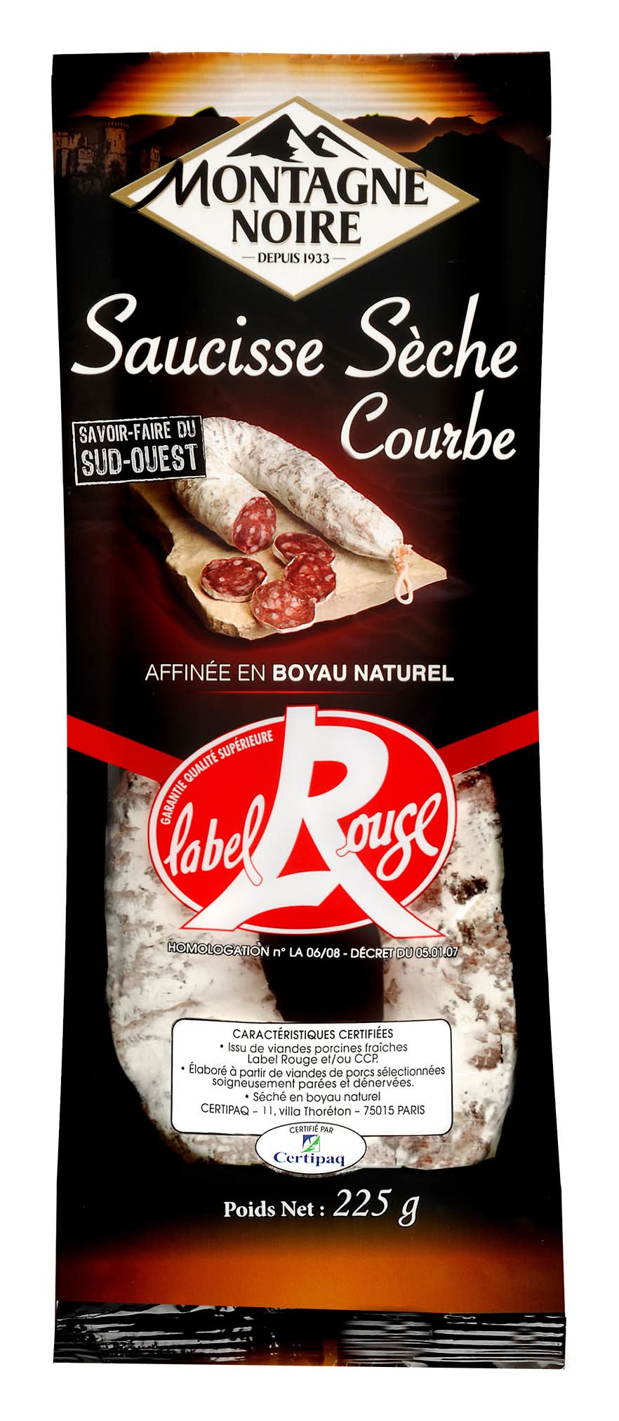 Montagne Noire - Saucisse sèche courbe label rouge (225g)
