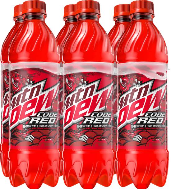 Mtn Dew Code Red Soda (6 pack, 16.9 fl oz) (cherry)