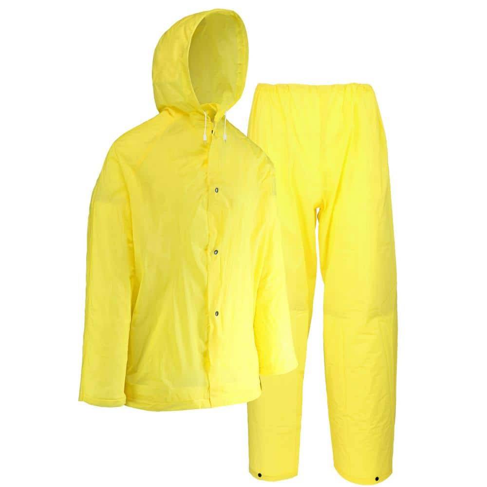 Economy Men'S Large/X-Large Yellow Polyurethane-Coated Polyester Rain Suit (2-Piece)