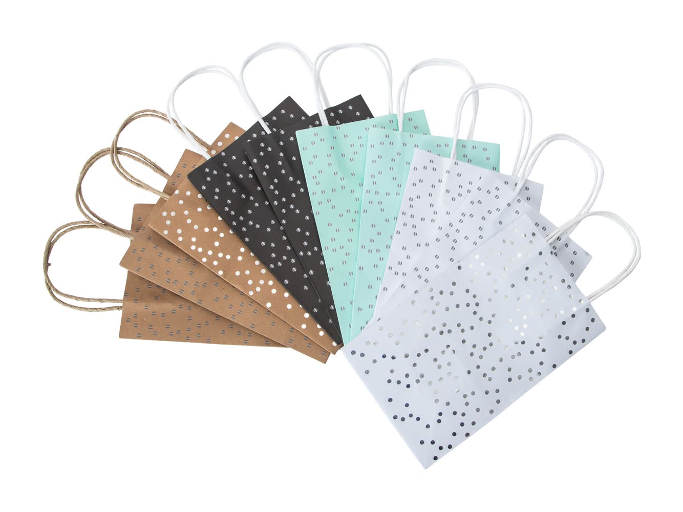 Small Kraft Gift Bag 10-Count Polka Dot