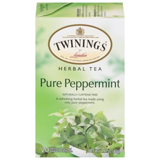 Twinings Pure Peppermint Herbal Tea Bags (20 ct, 1.41 oz)