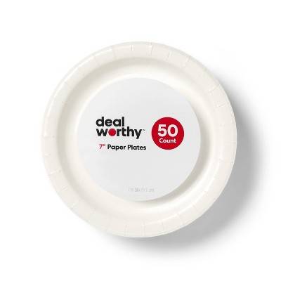 Dealworthy Disposable Paper Plates (50 ct) (white)