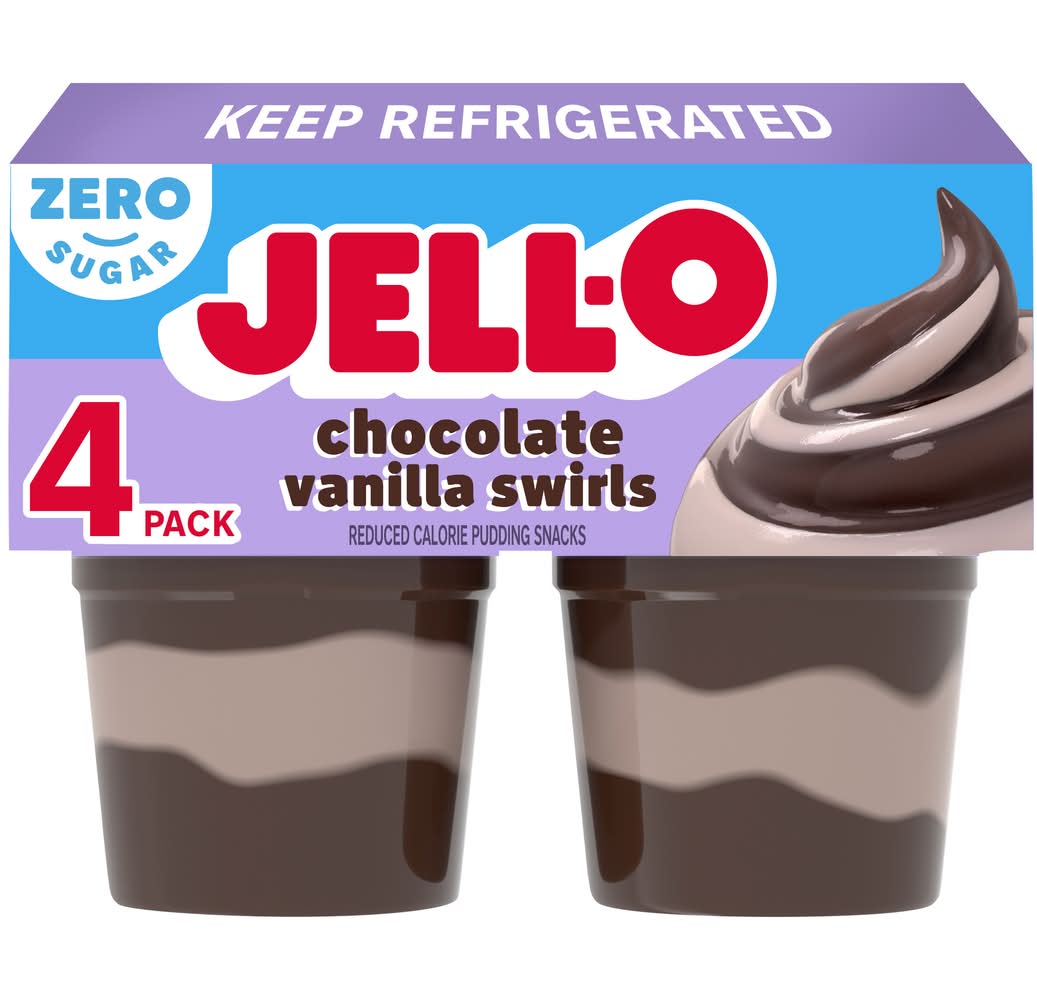Jell-O Swirl Pudding Snacks, Chocolate-Vanilla (14.5 oz, 4 ct)