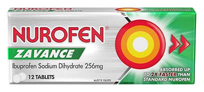 Nurofen Zavance Ibuprofen Sodium Dihydrate 256Mg Tablets_12Pk