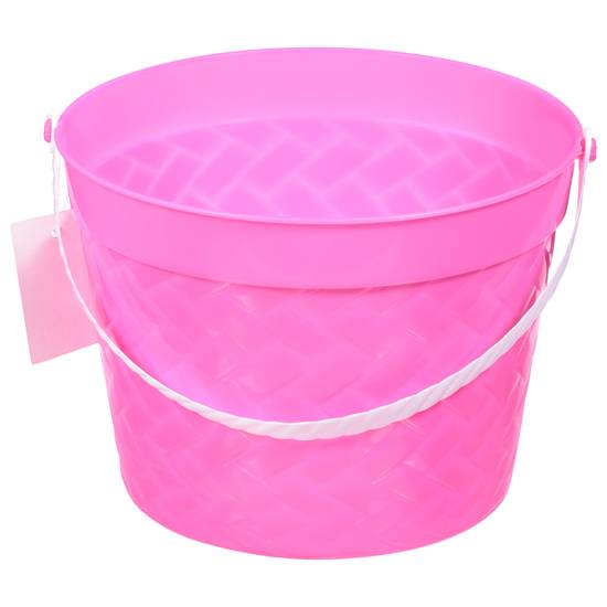 Signature Select Pink Plastic Woven Easter Bucket