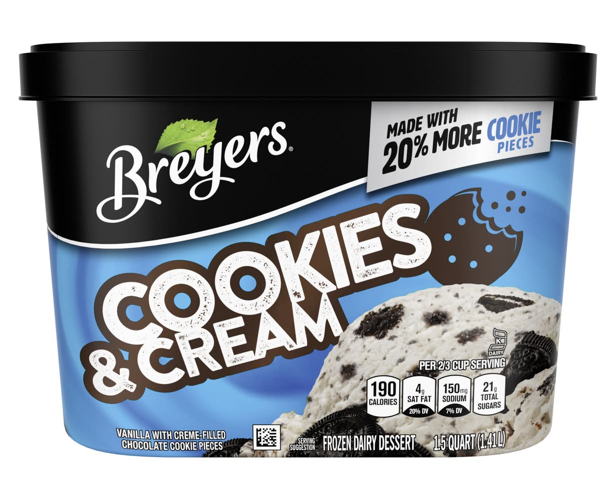 Breyers Dairy Dessert, Cookies and Cream (1.5 qt)