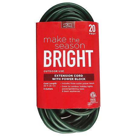 Complete Home Extension Cord With Power Block, 20 ft