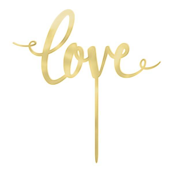 Party City Love Wedding Cake Topper, 6.25 in X 6.5 in, Gold