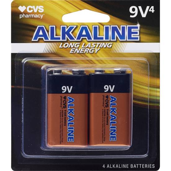 CVS Alkaline Batteries 9V, 4CT