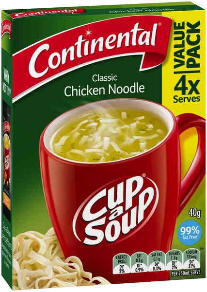 Continental Cup A Soup Classic Chicken Noodle (4 Pack) 40g