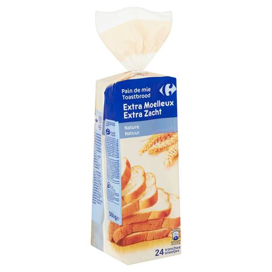 Carrefour Toastbrood Extra Zacht Natuur 24 Sneetjes 500 g