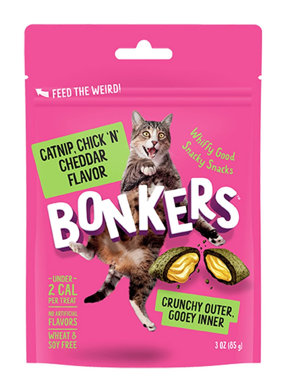Bonkers Crunchy Cat Treats, Catnip-Chick 'N' Cheddar (3 oz)