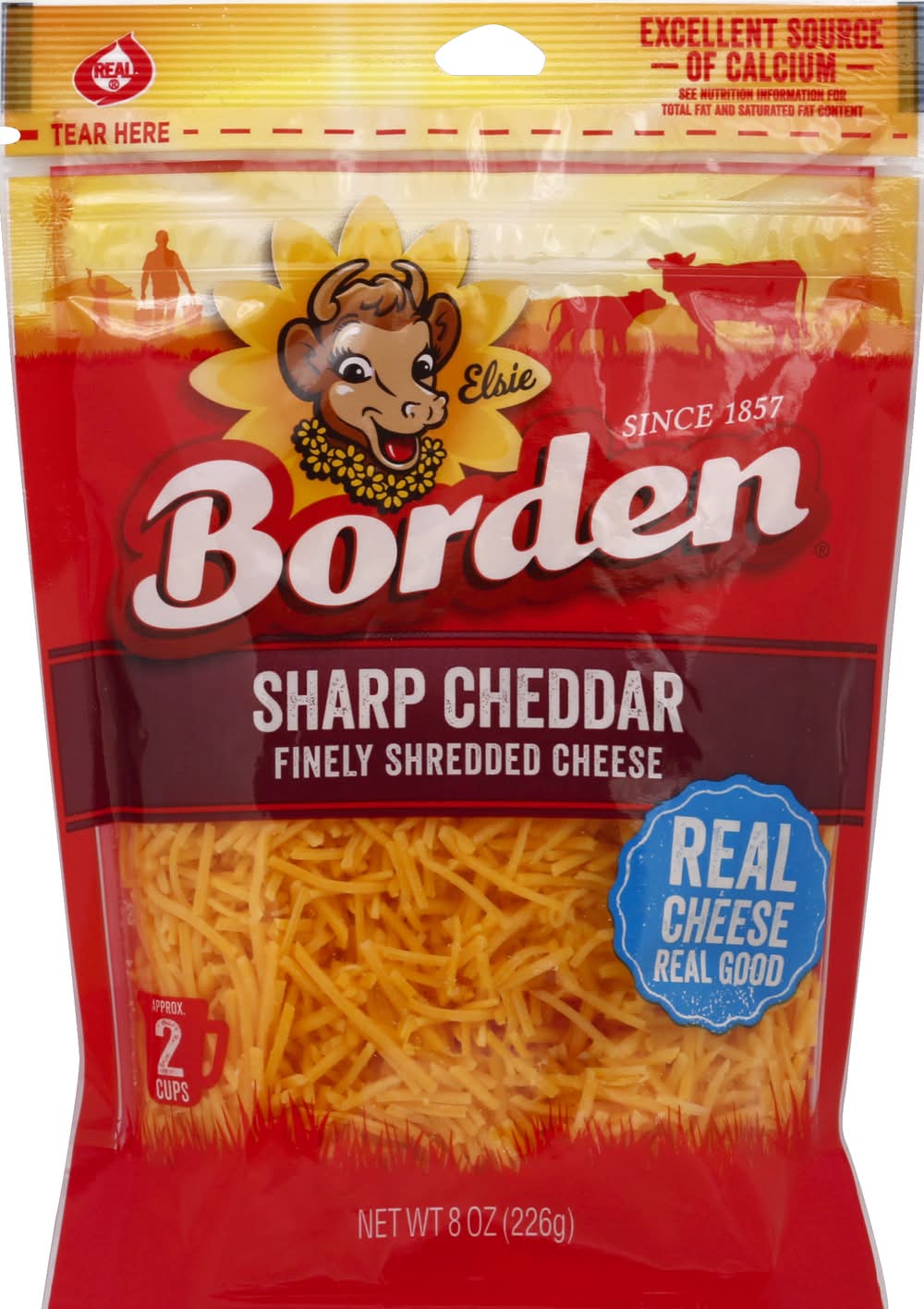 Borden Finely Shredded Sharp Cheddar Cheese (8 oz)