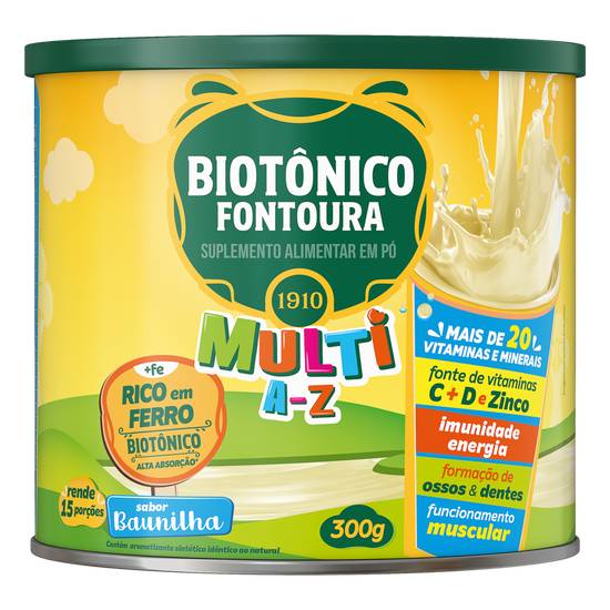 Biotônico fontoura suplemento alimentar multi a-z sabor baunilha (300g)