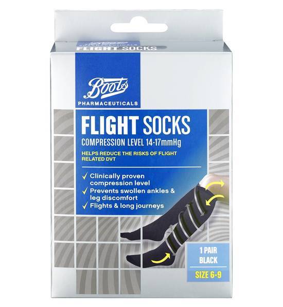 Boots Flight Socks Compression Level 14-17mmhg (6-9/black)