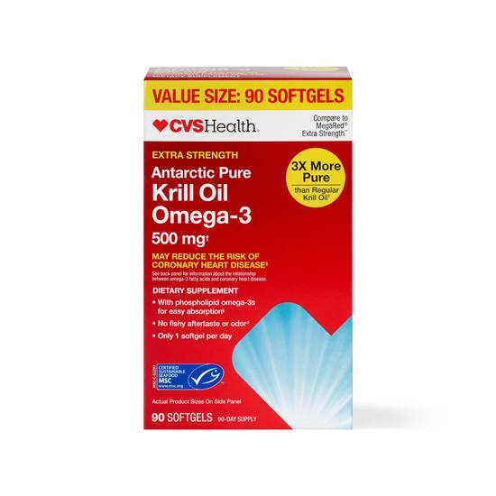 CVS Health Antarctic Pure Omega-3 Krill Oil Softgels, 90 CT