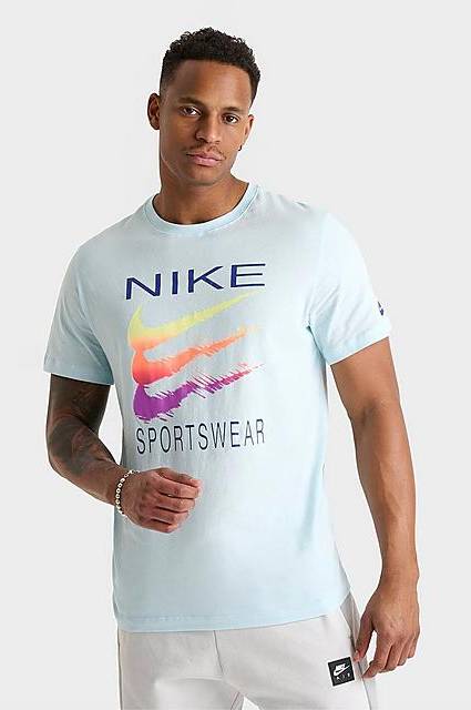 Nike Men's Sportswear Triple Swoosh T-Shirt, Medium, Glacier Blue