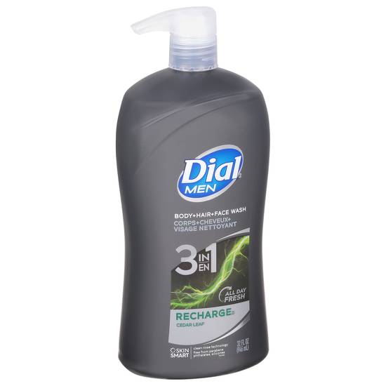 Dial For Men Mens Recharge 3 in 1 Cedar Leaf Body + Hair + Face Wash
