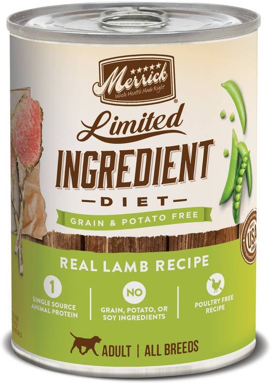 Merrick Limited Ingredient Diet Grain-Free Real Lamb Recipe Canned Dog Food (12.7 oz)