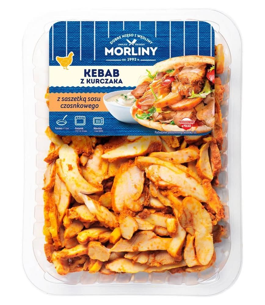 Morliny Kebab z kurczaka z saszetką sosu czosnkowego 400 g