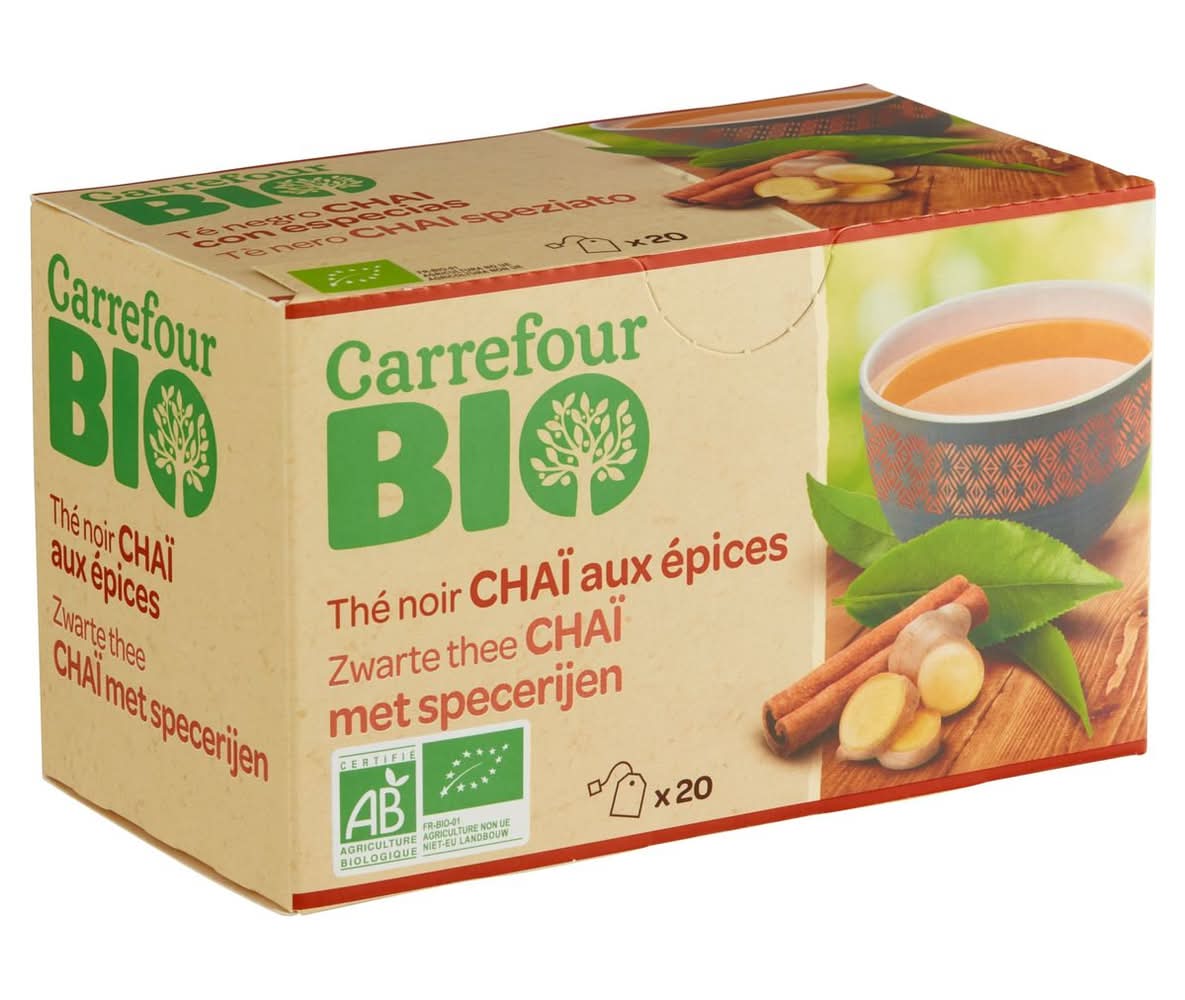 Carrefour Bio Thé Noir Chaï aux Épices 20 x 1.6 g