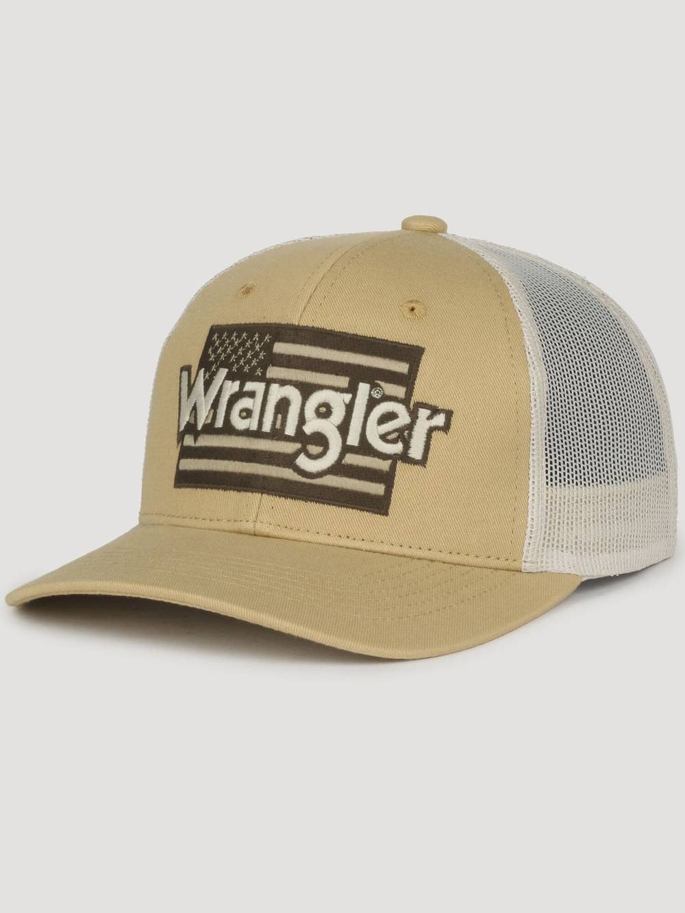 Wrangler Adult Unisex Old Gold/Beige Cotton/Polyester Trucker Hat | 885792981016