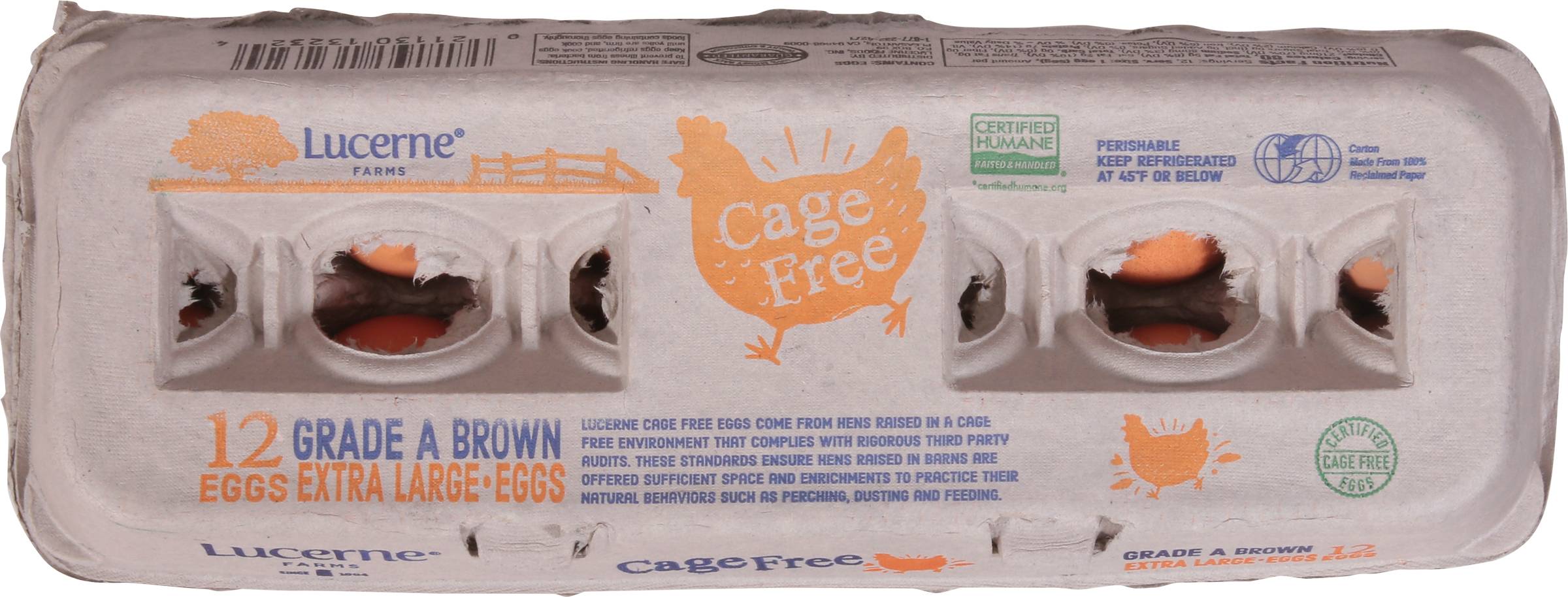 Lucerne Grade a Brown Eggs, XL (1.65 lbs, 12 ct)