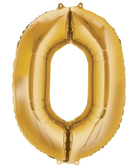 Inflated Mayflower Mylar Number Balloon, 34 in, Gold
