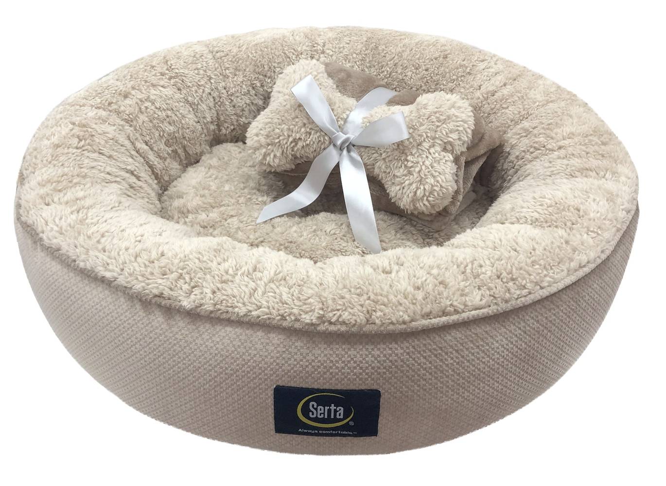 Serta Round Tan Polyester Bolster Bed (Small) | FRND126-SMTAN01