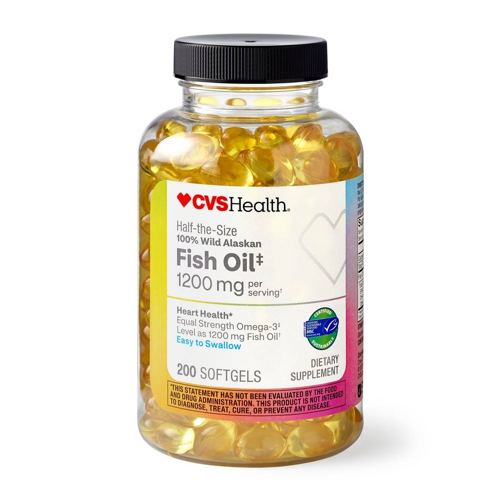 CVS Health 100% Wild Alaskan Fish Oil Softgels, 200 CT