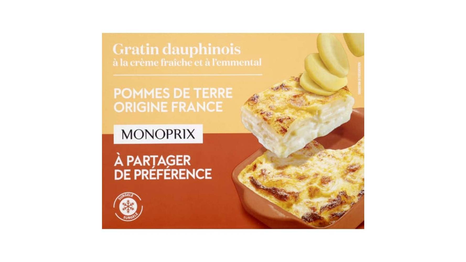 Monoprix Gratin dauphinois, surgelés La boite de 450g