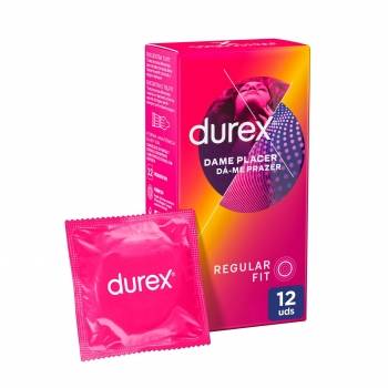 Preservativos con puntos y estrías Dame Placer Durex 12 ud.