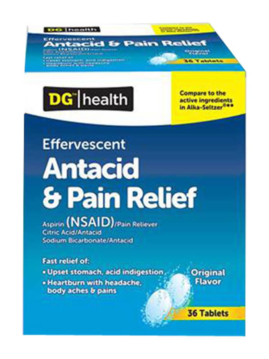 Dg Health Antacid & Pain Relief Effervescent Tablets 36 Ct