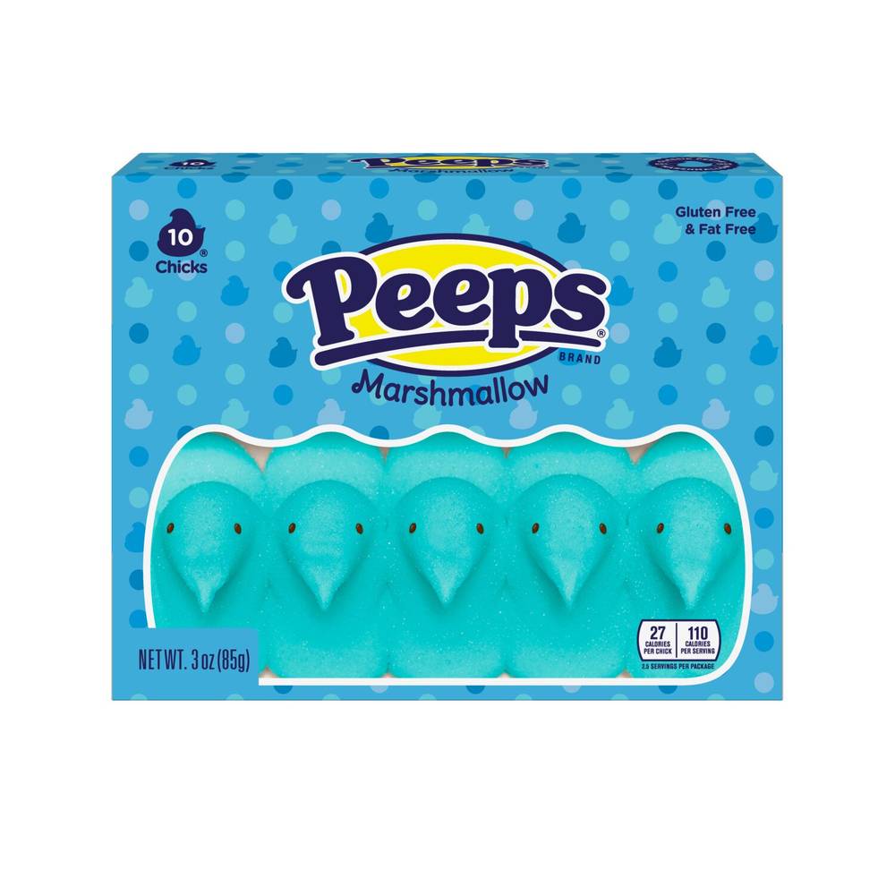 Peeps Marshmallow Blue Chicks, 10 Ct, 3 Oz