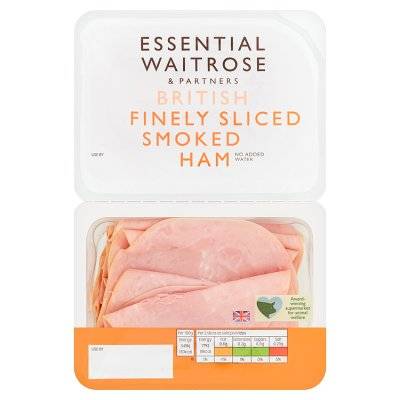Essential Waitrose British Finely Sliced Smoked Ham (2ct)
