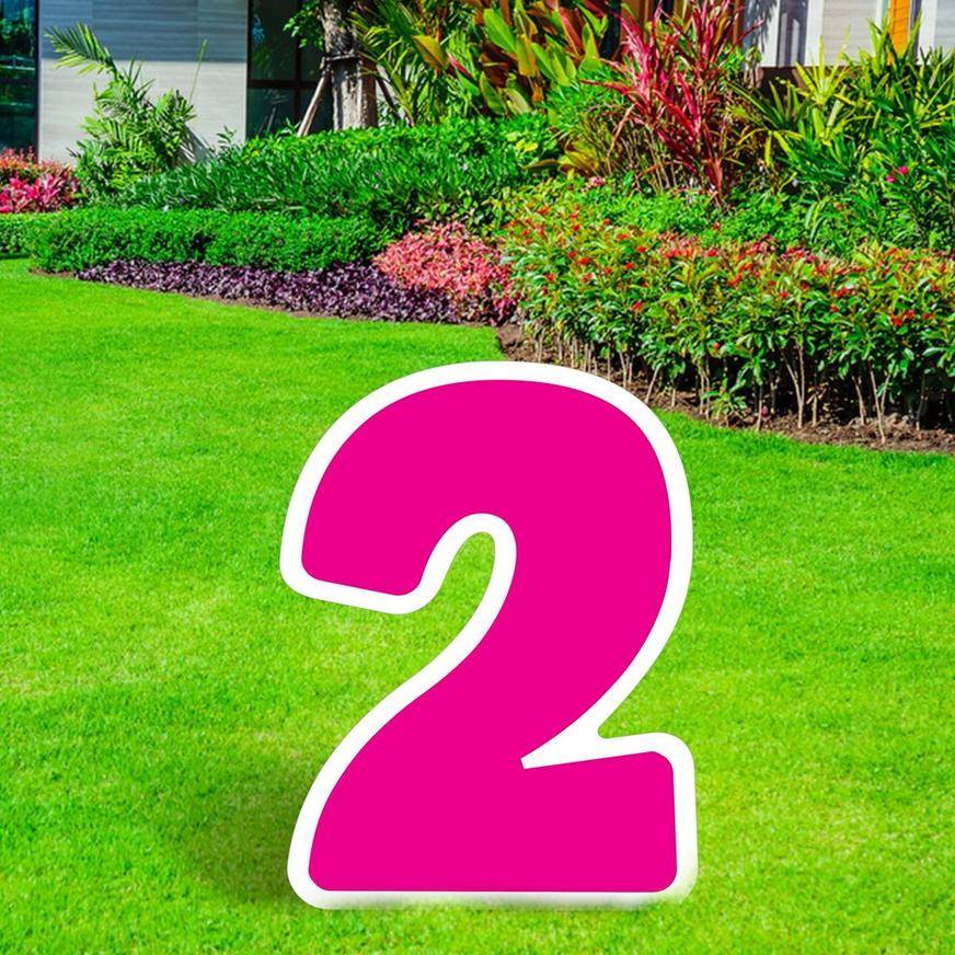 Pink Number (2) Corrugated Plastic Yard Sign, 24in