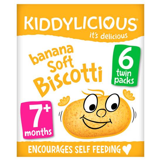 Kiddylicious Biscotti, Banana, Baby Snack, 7 Months+, Multipack, 6 x 20g