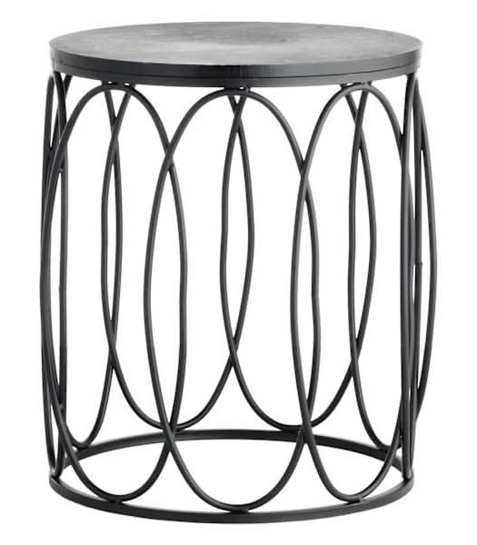 Black Wood & Metal Drum Table, 18"