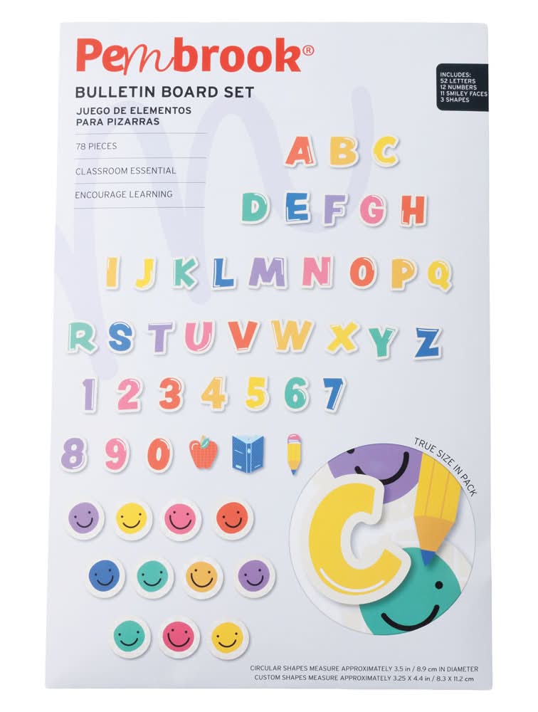 Pembrook Standard Color Bulletin Board Pieces - 78pk