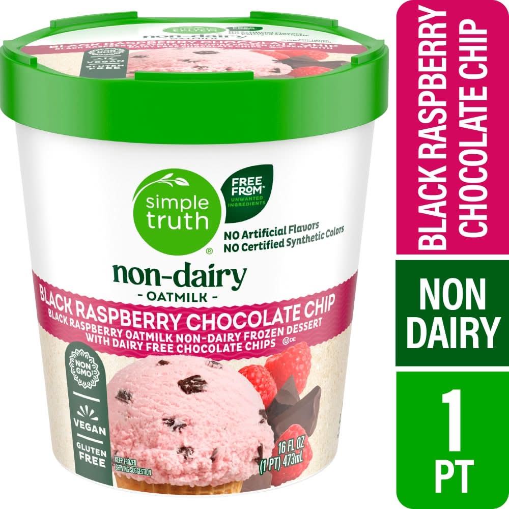 Simple Truth Dairy Free Oatmilk Frozen Dessert, Black Raspberry Chocolate Chip (16 fl oz)
