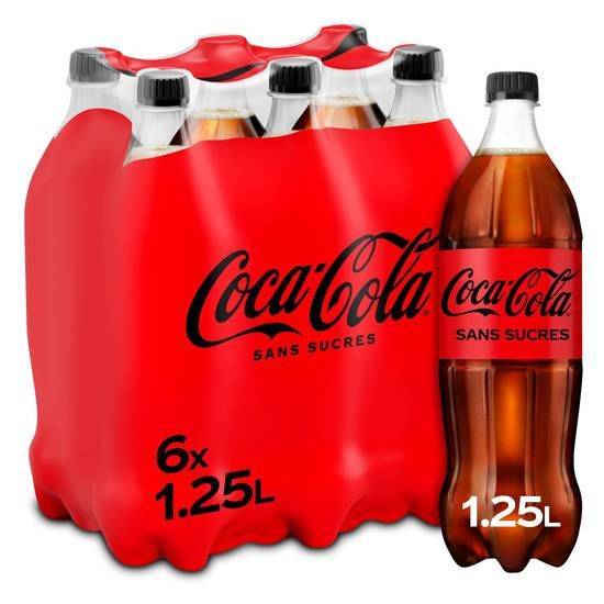Coca-cola sans sucres pet 1.25lx6 contour