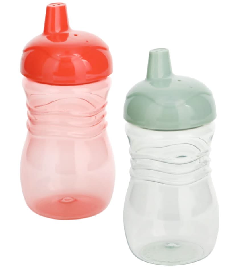 Angel of Mine Plastic Spill Proof Cups 10 oz 12 Months+, Red-Green (2 ct)