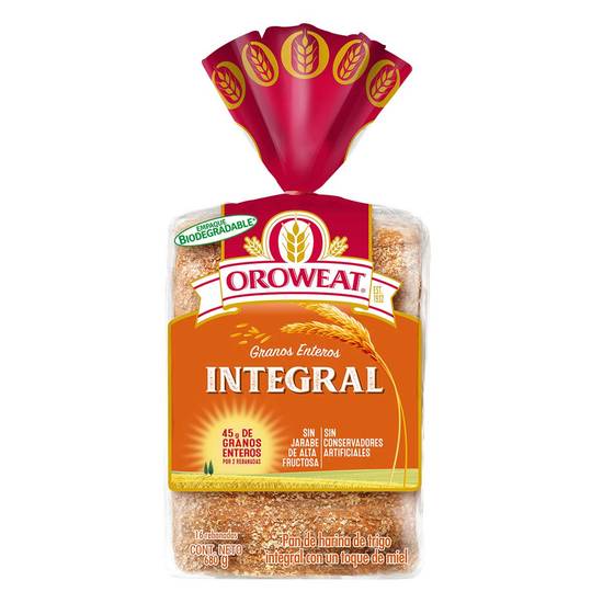 Oroweat pan integral de grano entero y avena