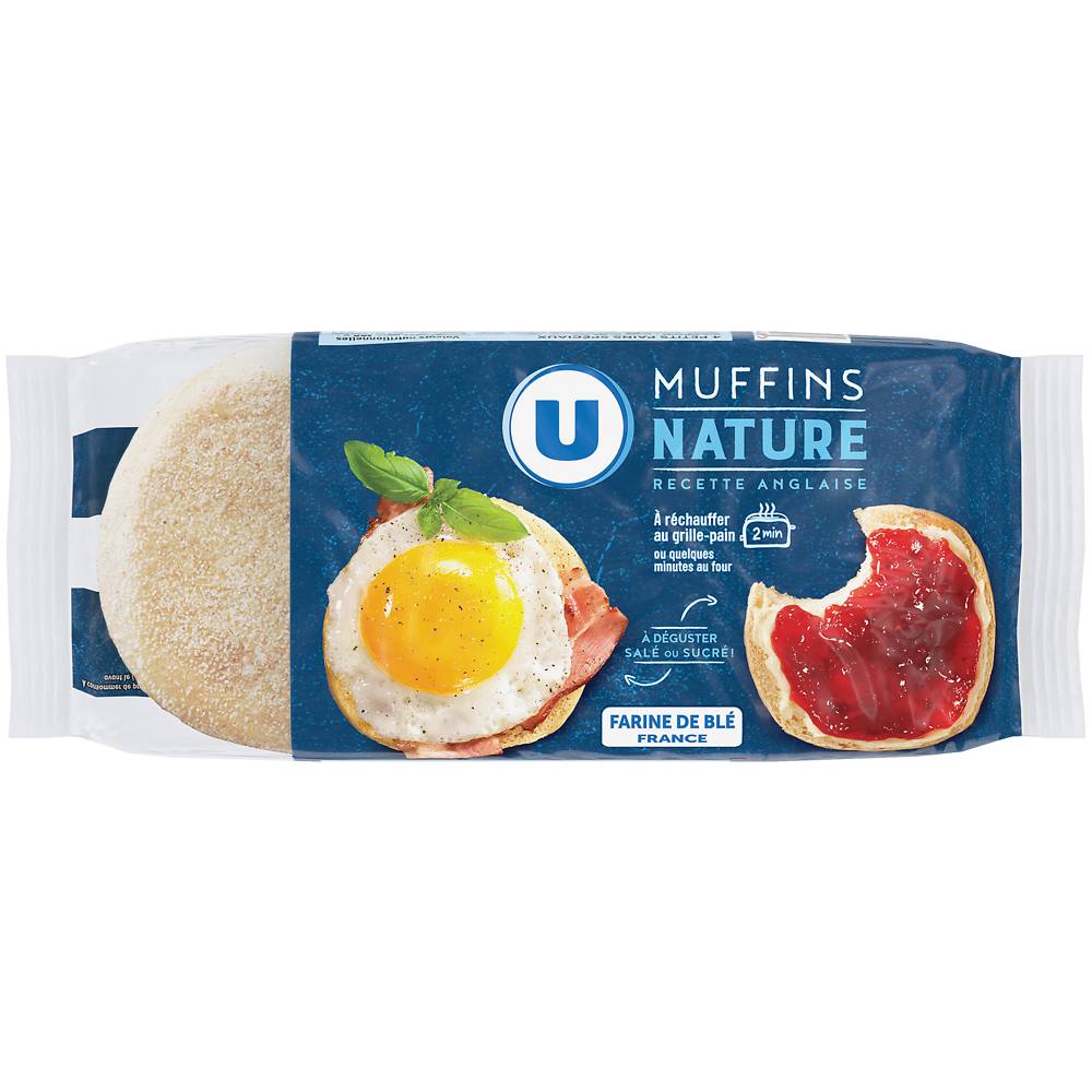 Les Produits U - U muffins nature recette anglaise (4 pièces)