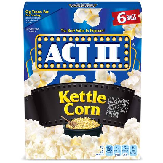 Act Ii Kettle Corn Sweet & Salty Microwave Popcorn (6 ct)