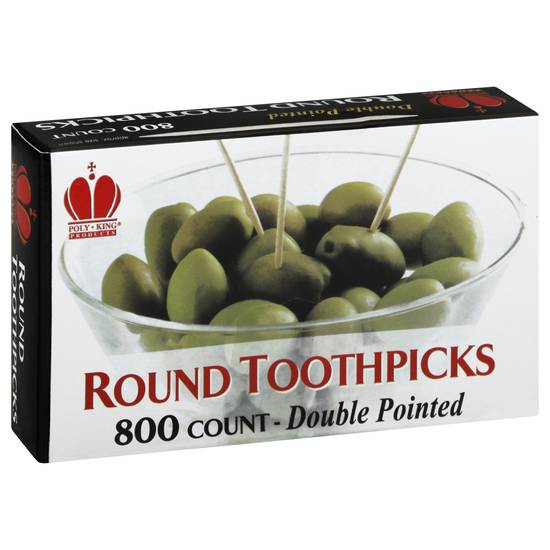 Poly King Round Double Pointed Toothpicks (800 ct)