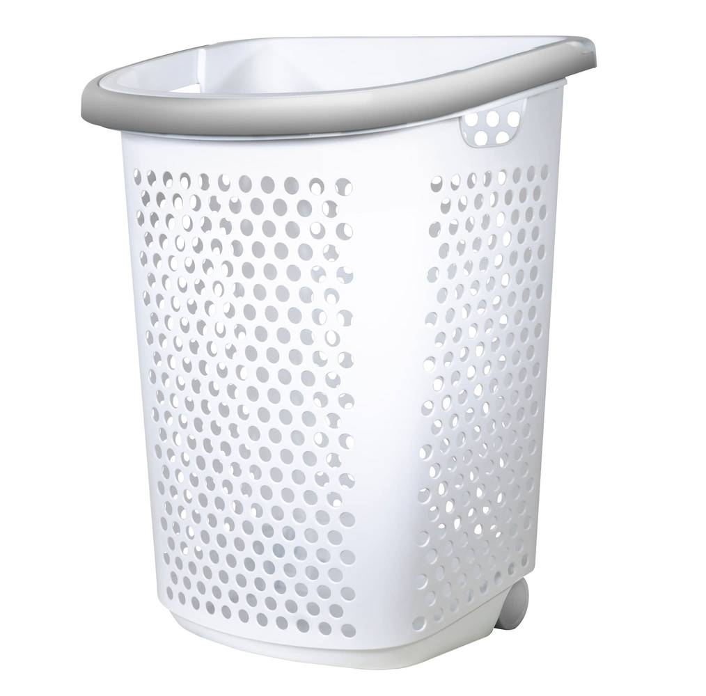 Style Selections 2-Bushel White Plastic Laundry Hamper | 2110LWS-000-083