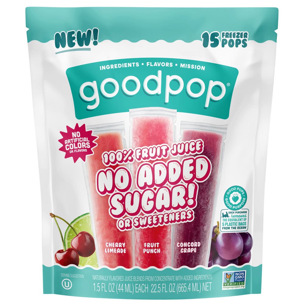 GoodPop Organic Freezer Pops, Assorted (15 x 1.5 fl oz)