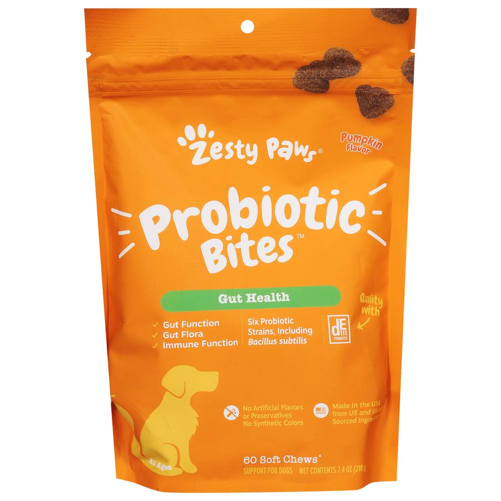 Zesty Paws Gut Health Probiotic Bites, Pumpkin (240 g, 60 ct)